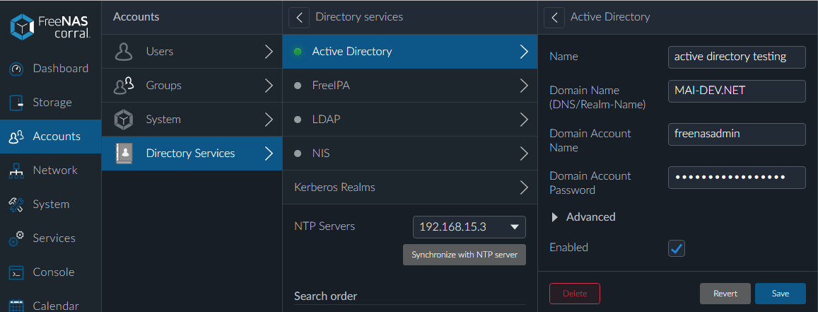 FreeNAS Corral 10.0 Active Directory setup.png